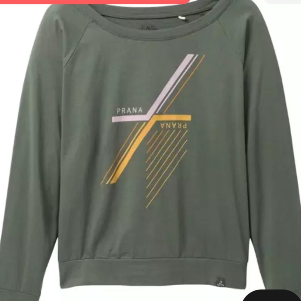 Prana Women Organic Graphic Long Sleeve Tee (S) Kale Linework 1962491